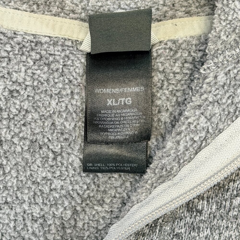 North Face XL Hooded Half Zip Pouch Pocket Fleece Interior Jacket Grey Marled - Picture 12 of 13